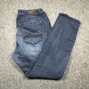 L.E.I. Selena Curvy Skinny Jeans Junior/Women 13 Blue Distressed Denim